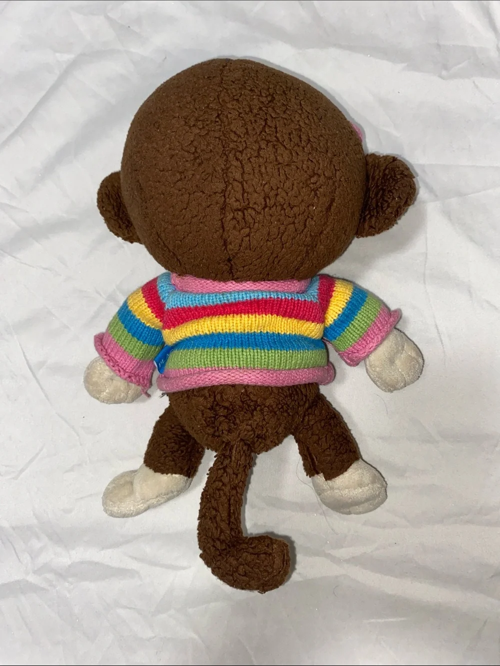 The Children's Place Brown Monkey Plush with Rainbow Stripe Sweater